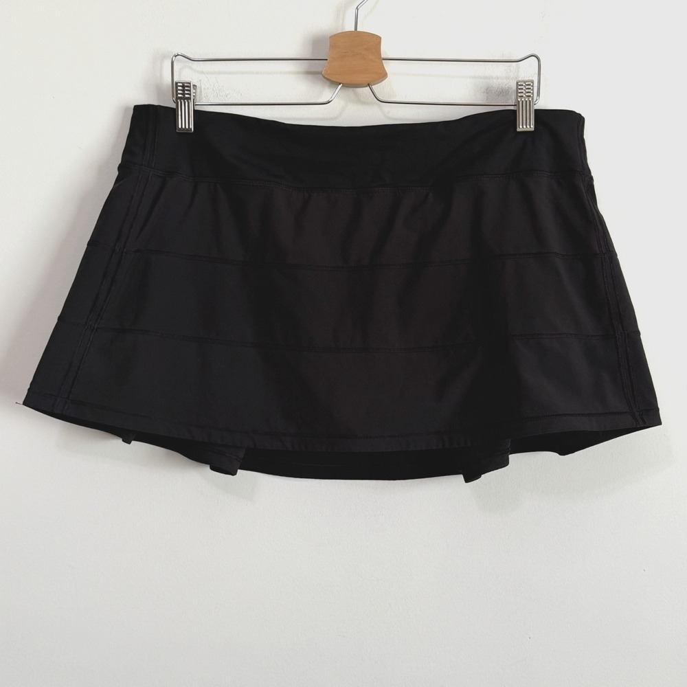 Lululemon Pace Rival Skirt 14 Skort Black Gym Stretch Running Pickleball Mini